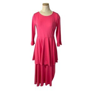 Dainty Jewells dress Women's S pink lightweight layered tiered long sleeve NWT